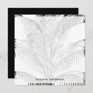 Elegant Palm Tree Leaves Black & White Pattern Card