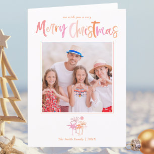 Elegant Palm Tree Tropical Christmas Photo Holiday Card