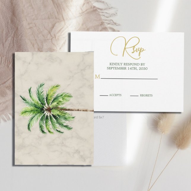 Elegant  Palm Tree Watercolor Wedding RSVP (Creator Uploaded)