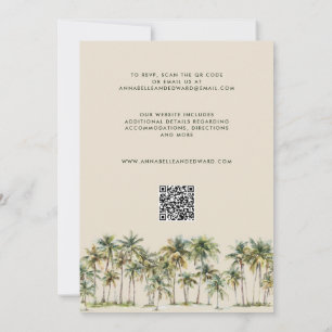 Elegant Palm Tree Wedding Invitation with QR Code