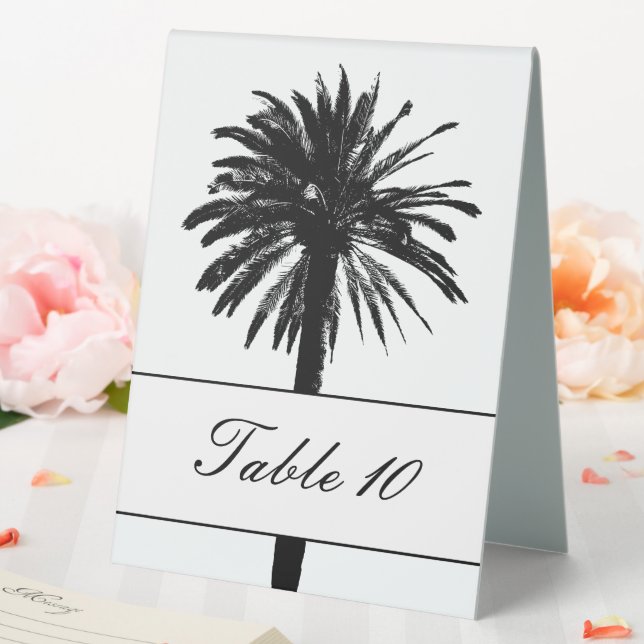 Elegant palm tree wedding table number tent signs (In SItu (Wedding))