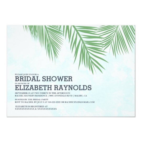 Elegant Palm Trees Bridal Shower Invitations