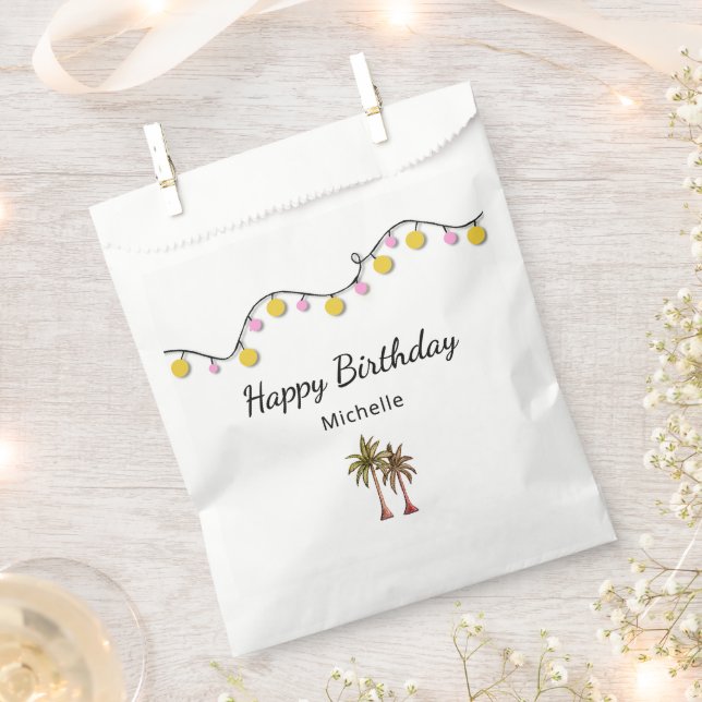 Elegant Palm Trees String Lights Tropical Birthday Favour Bags (Clipped)