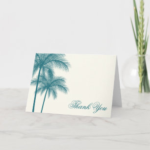 Elegant Palm Trees Teal Ecru Thank You Card