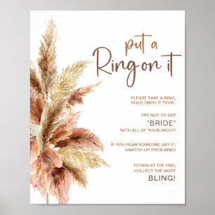 Elegant Pampa Grass   Ring Game Bridal Shower Sign