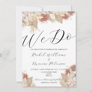 Elegant Pampas Grass Dried Flowers We Do Wedding Invitation