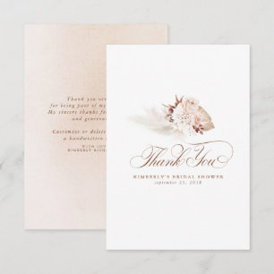 Elegant Pampas Grass Light Floral Thank You Card