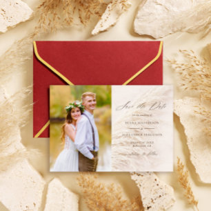 Elegant Pampas Grass Photo Save the Date Card