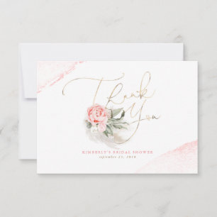 Elegant Pampas Grass Pink Floral Thank You Card