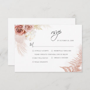 Elegant Pampas Grass Terracotta Wedding RSVP Card