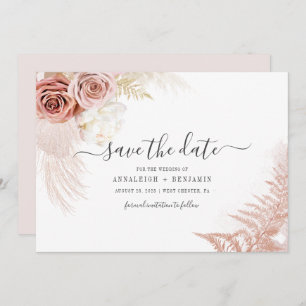 Elegant Pampas Grass Terracotta Wedding Save The Date