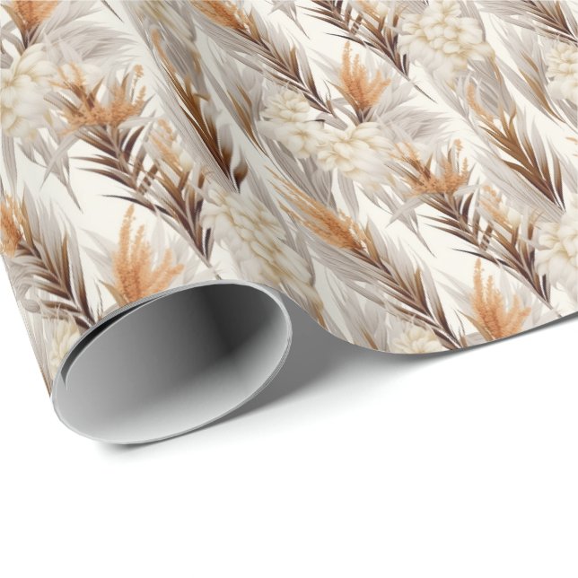 Elegant Pampas Grass tiled  Wrapping Paper (Roll Corner)