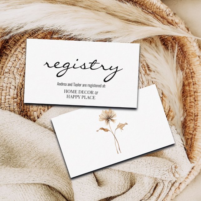 Elegant Pampas Grass Wedding Registry  Enclosure Card (Creator Uploaded)