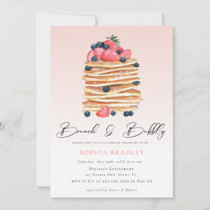 Elegant Pancakes Pink Bridal Brunch Invitation