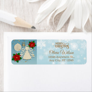Elegant Paper Angel & Poinsettia Christmas Return
