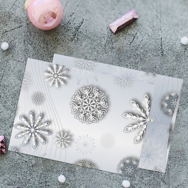 Elegant Paper Cut Winter Snowflakes On Silver Envelope (Creator Uploaded)