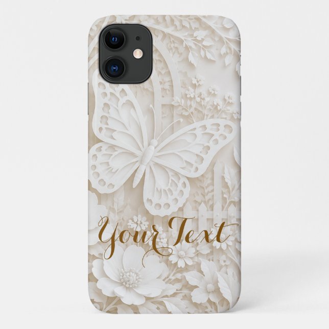 Elegant Papercut Butterfly with Floral Frame Case-Mate iPhone Case (Back)