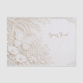 Elegant Papercut Butterfly with Floral Frame Tissue Paper