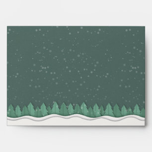Elegant Papercut Winter Forest Evergreen Trees Envelope