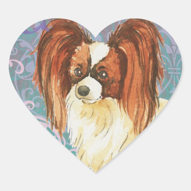 Elegant Papillon Heart Sticker (Front)