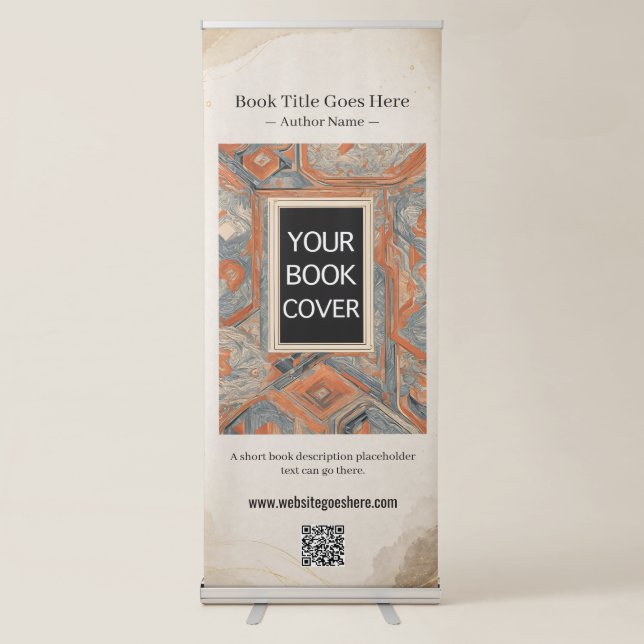 Elegant Parchment Book Pages Author Launch Display Retractable Banner (Front)