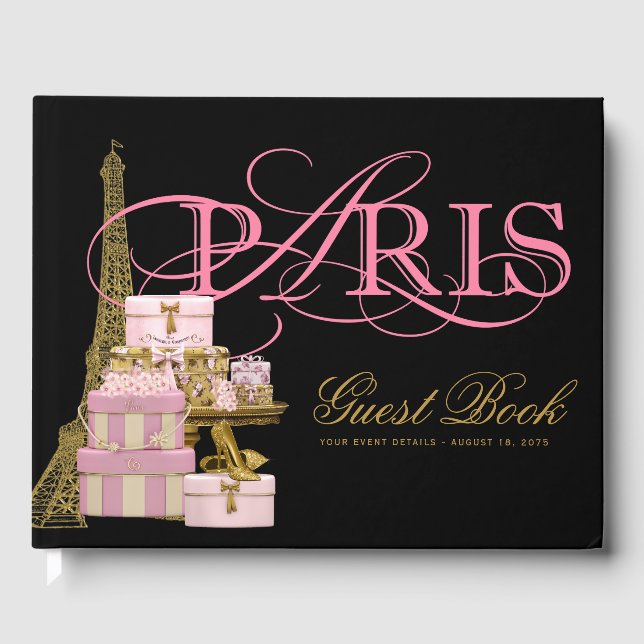 Elegant Paris Birthday Party Guest Books (Front)