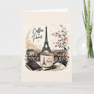 Elegant Paris Eiffel Tower Coffee & Paris Café Gre Card