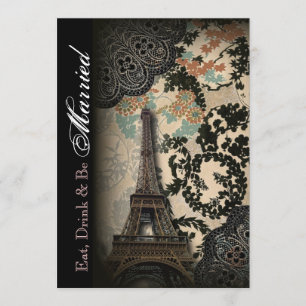 elegant Paris floral   vintage rehearsal dinner Invitation