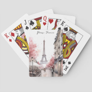Elegant Paris France Eiffel Tower Painting Playing Cards