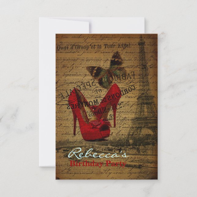 elegant paris french  vintage birthday party invitation (Front)
