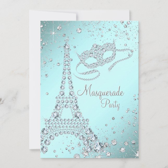 Elegant Paris Masquerade Party Invitation (Front)