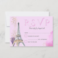 Elegant Paris Pink Gold Watercolor Eiffel Tower