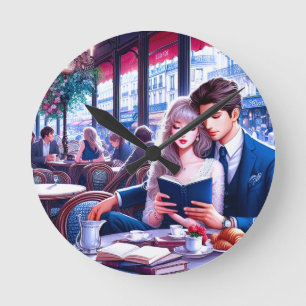 Elegant Parisian Cafe Date: A Romantic Escape Round Clock