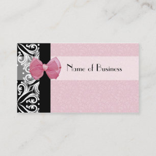 Elegant Parisian Damask Pink Ribbon Refer a Friend Referral Card