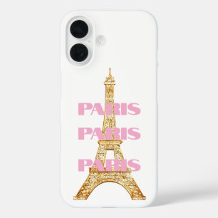 Elegant Parisian Eiffel Tower Paris in Pink iPhone 16 Case