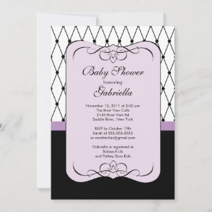 Elegant Parisian Purple Baby Shower Invitation