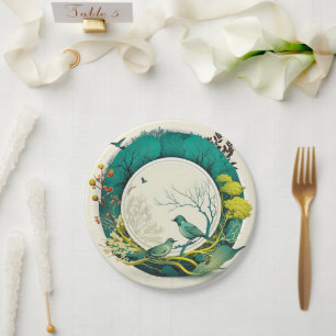 Elegant party cardboard plate with natural motif