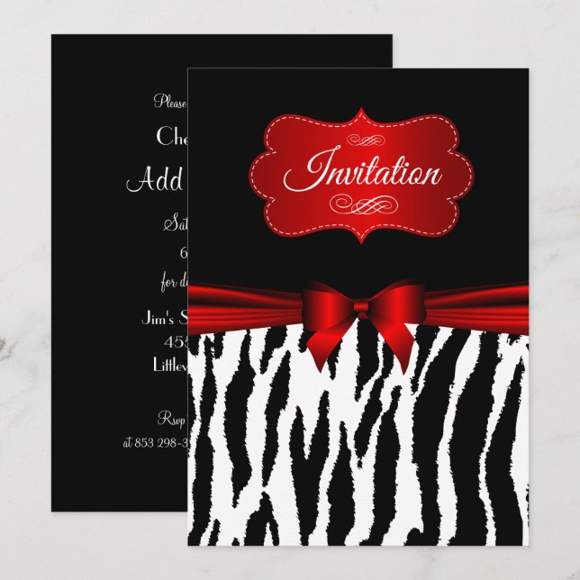 Elegant Party Celebration - Zebra | Invitation (Front/Back)