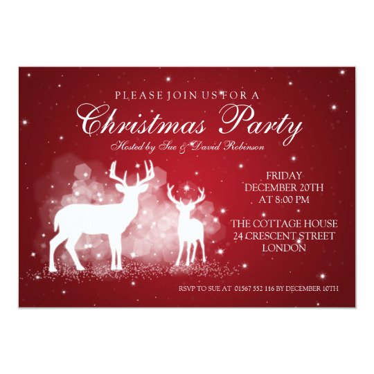 Elegant Party Deer Sparkle Red Card