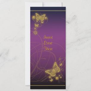 Elegant party gold butterfly floral purple pink invitation