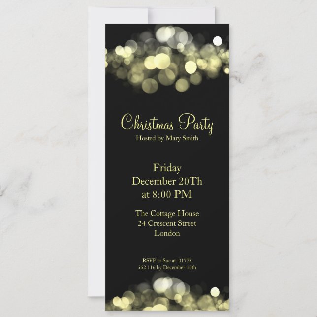 Elegant Party Invitation Gold Shimmering Lights (Front)
