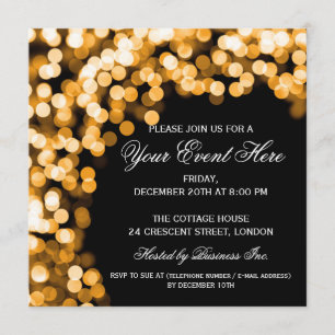 Elegant Party Invitation Gold Sparkly Black