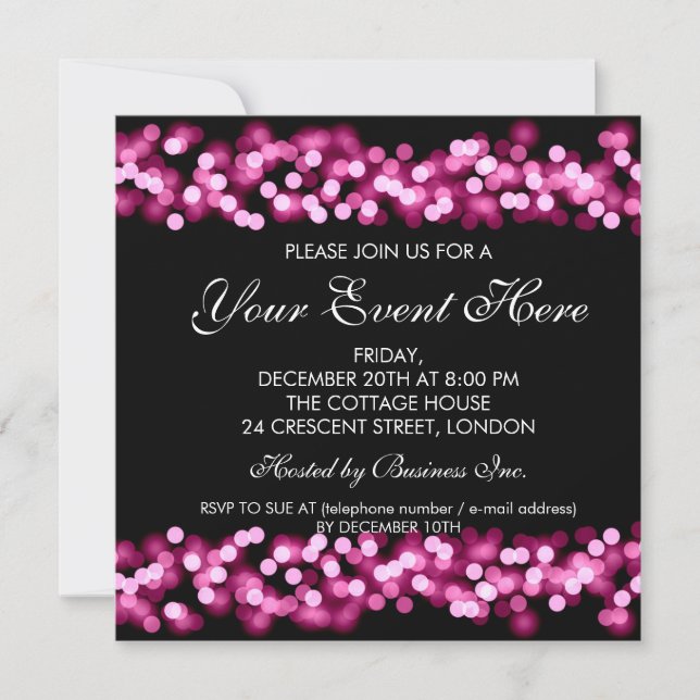 Elegant Party Invitation Pink Hollywood Glam (Front)