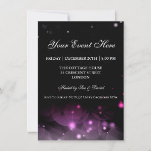 Elegant Party Invitation Sparkles Pink Black