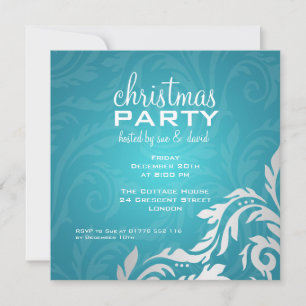 Elegant Party Invitation Swirly Flourish Blue