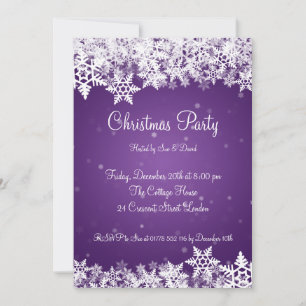 Elegant Party Invitation Winter Snowflakes Purple