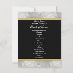 Elegant party rose black white gold wedding invitation