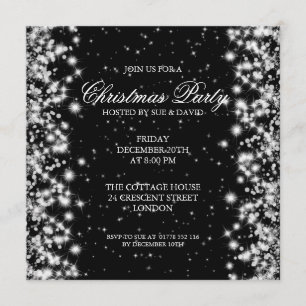 Elegant Party Sparkle Black Invitation