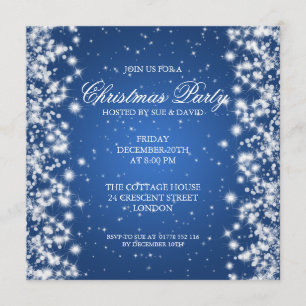 Elegant Party Sparkle Blue Invitation