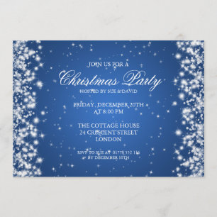 Elegant Party Sparkle Blue Invitation